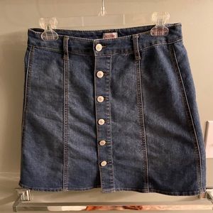 Button up mini jean skirt